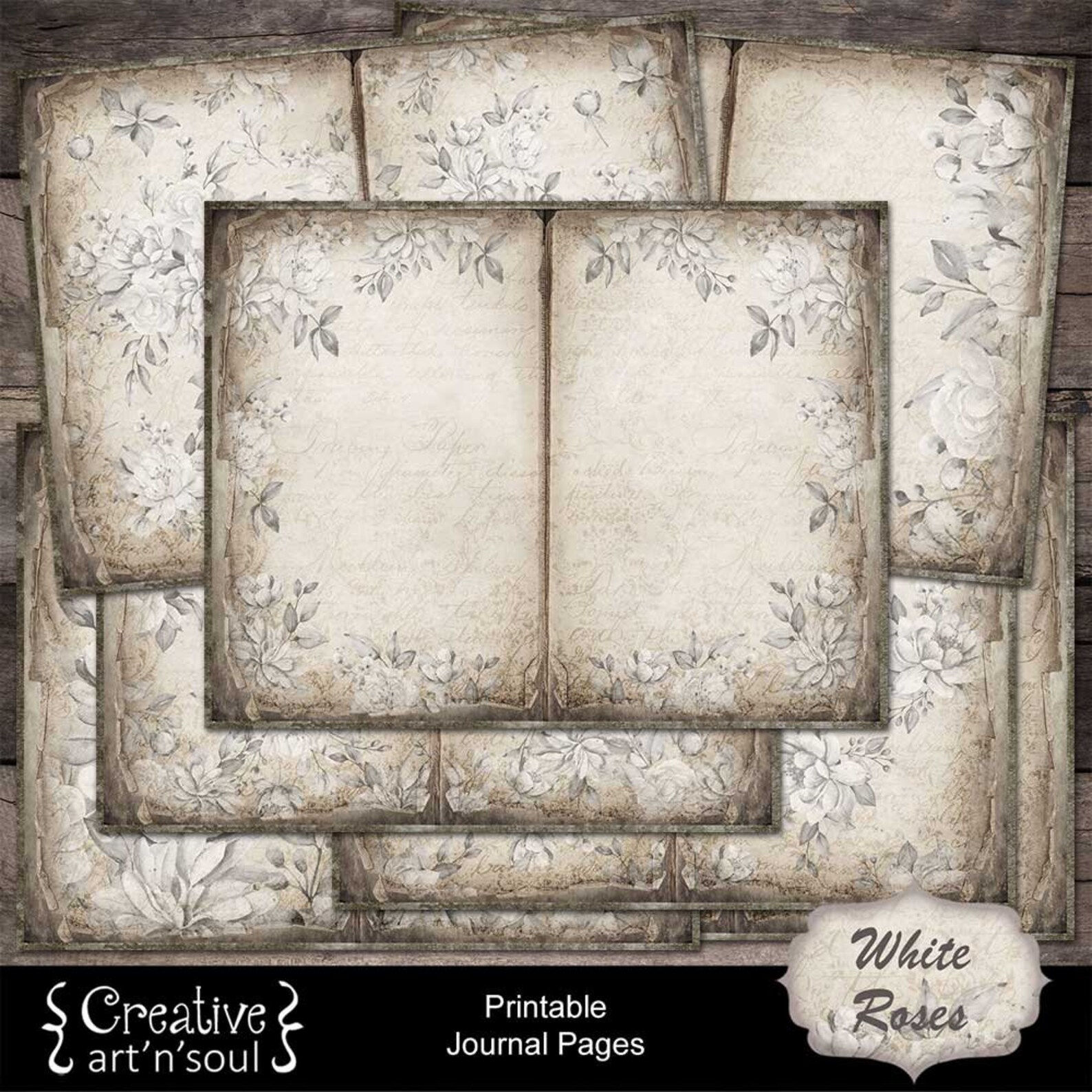 Printable Junk Journal Pages Printable Paper White Roses - Etsy