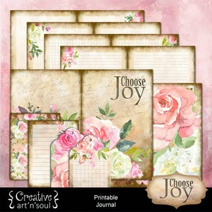 Printable Writing Journal Choose Joy, Printable Writing Paper, Digital Download