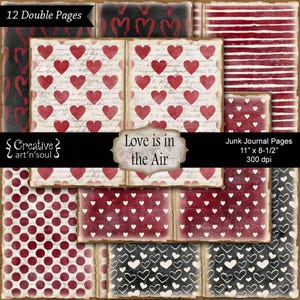 Printable Junk Journal Pages Love is in the Air, Junk Journal Papers, Digital Download