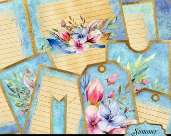 Printable Junk Journal Kit, Summer Blooms