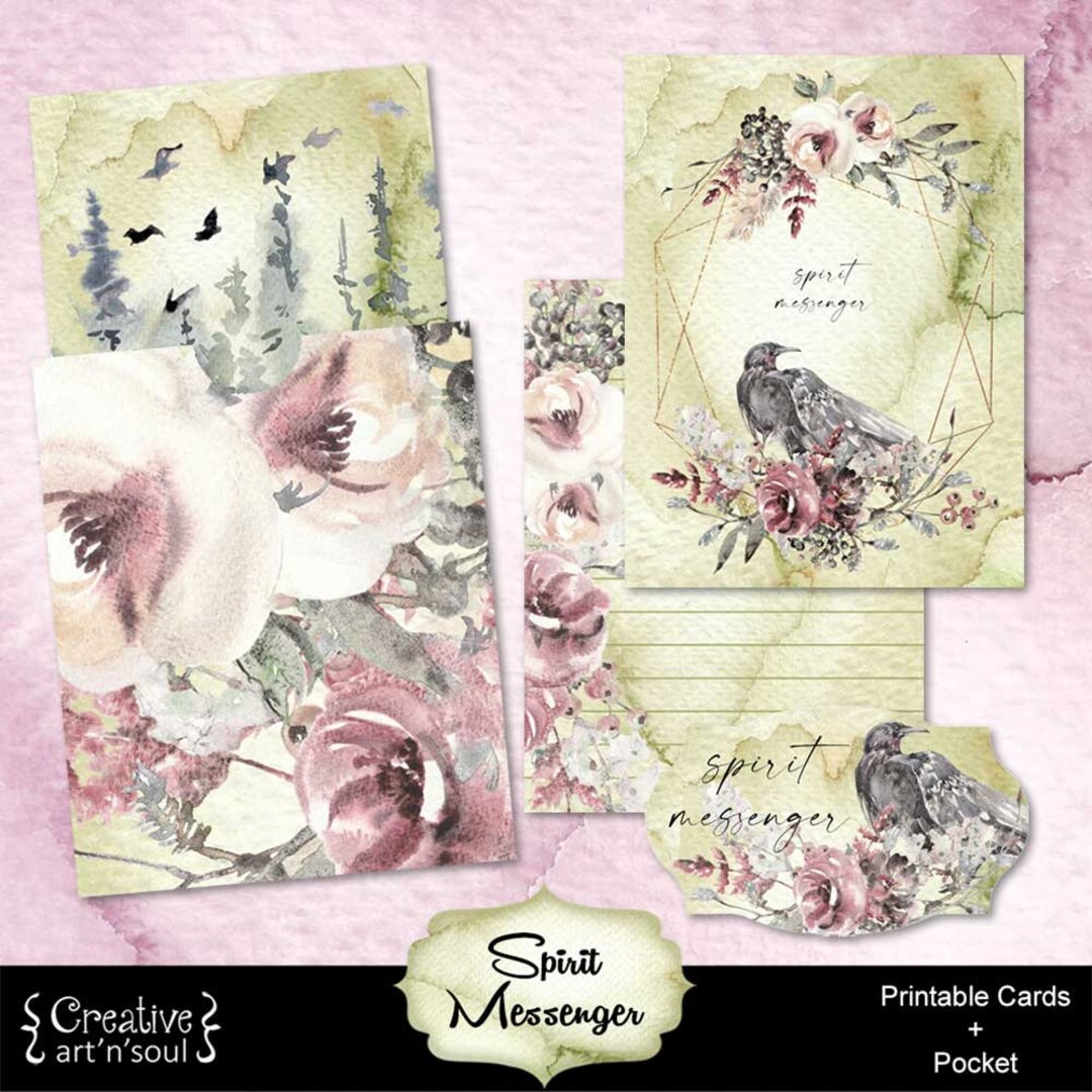 Printable Cards and Pocket, ATC Cards, Journal Cards, Junk Journal, Printable Ephemera, Spirit ...