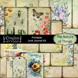 Printable Junk Journal Kit The Nature of Things, Junk Journal Pages Papers Ephemera, Digital Download