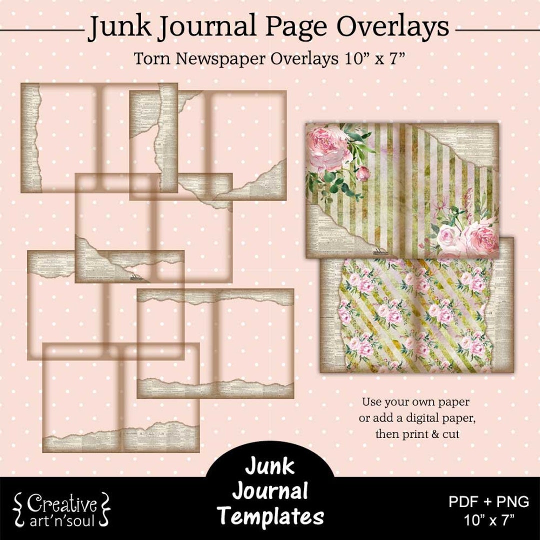 Printable Junk Journal Template, Junk Journal Torn Newspaper Page ...