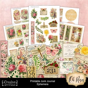 Oh Roses: Itens Efêmeros para Imprimir no Diário de Junk, FussyCuts para Imprimir, Enfeites para Diário de Junk, Download Digital