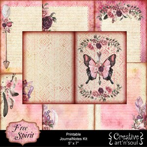 Printable Writing Journal, Digital Journal Kit, Writing Pages, Free Spirit