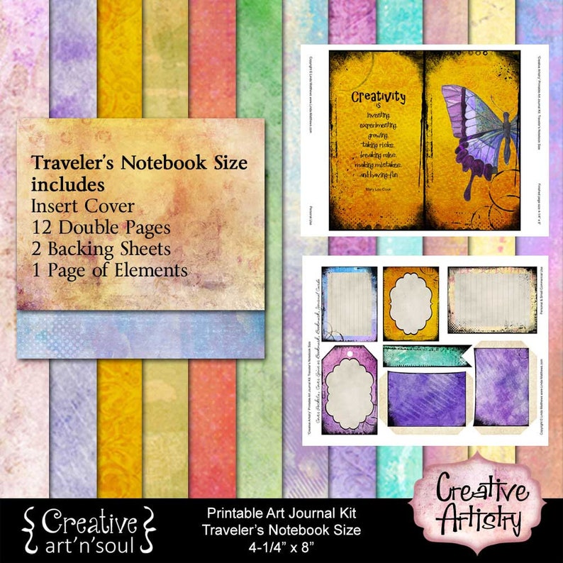 PRintable Traveler's Notebook Art Journal, Printable Art Journal Pages, Creative Artistry image 2