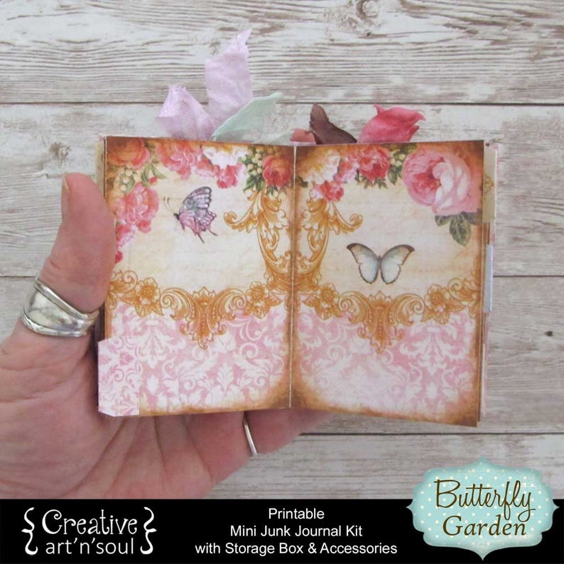 Printable Mini Junk Journal Kit, Digital Journal Kit, Junk Journal, Butterfly Garden image 8