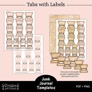 Printable Junk Journal Template, Junk Journal Tabs with Labels