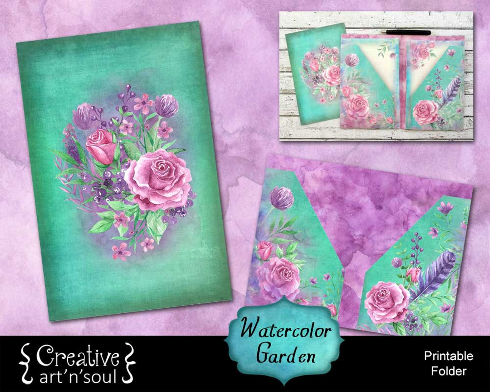 Printable Folder Printable Writing Paper Folder Watercolor - Etsy