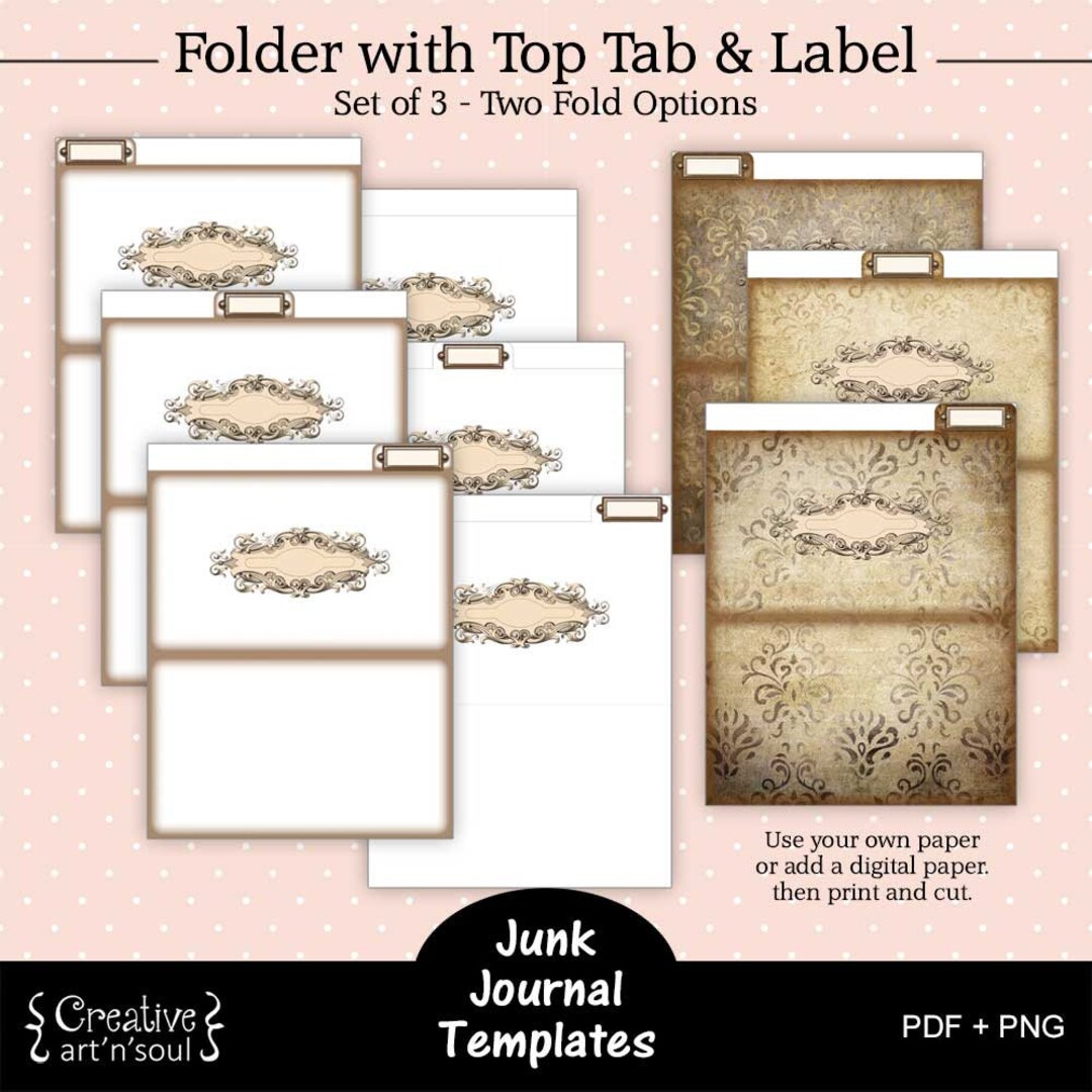 Printable Junk Journal Template, Junk Journal Folder With Top Tab and ...
