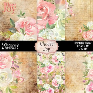 Printable Junk Journal Papers Choose Joy, Printable Junk Journal Pages, Digital Download