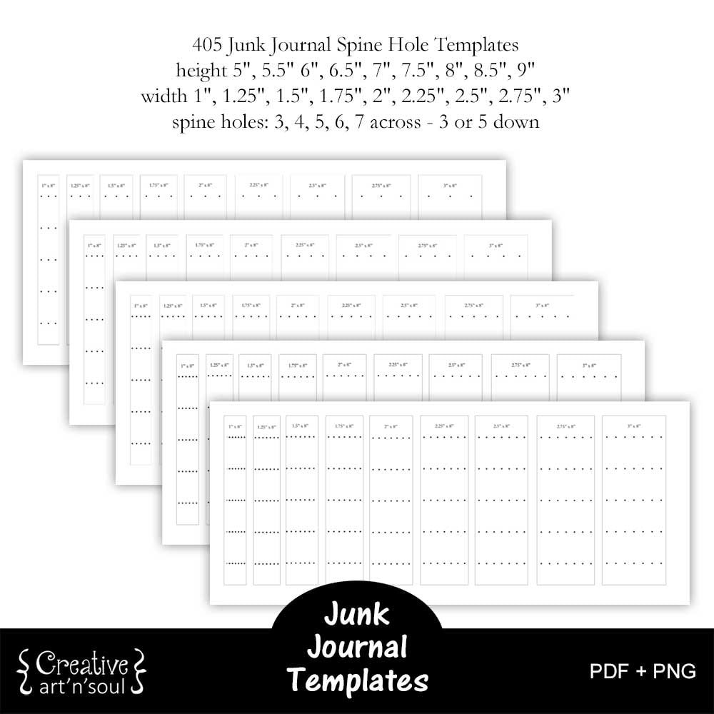 Spine and Signature Hole Templates, Printable Junk Journal