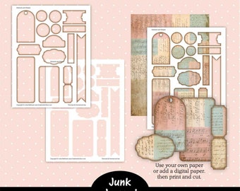 Printable Junk Journal Template,  Elements and Shapes