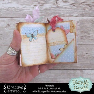 Printable Mini Junk Journal Kit, Digital Journal Kit, Junk Journal, Butterfly Garden image 7