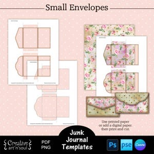 Junk Journal Envelope Templates, Printable Small Envelope Templates, Junk Journal Ephemera, Templates for Canva and Photoshop