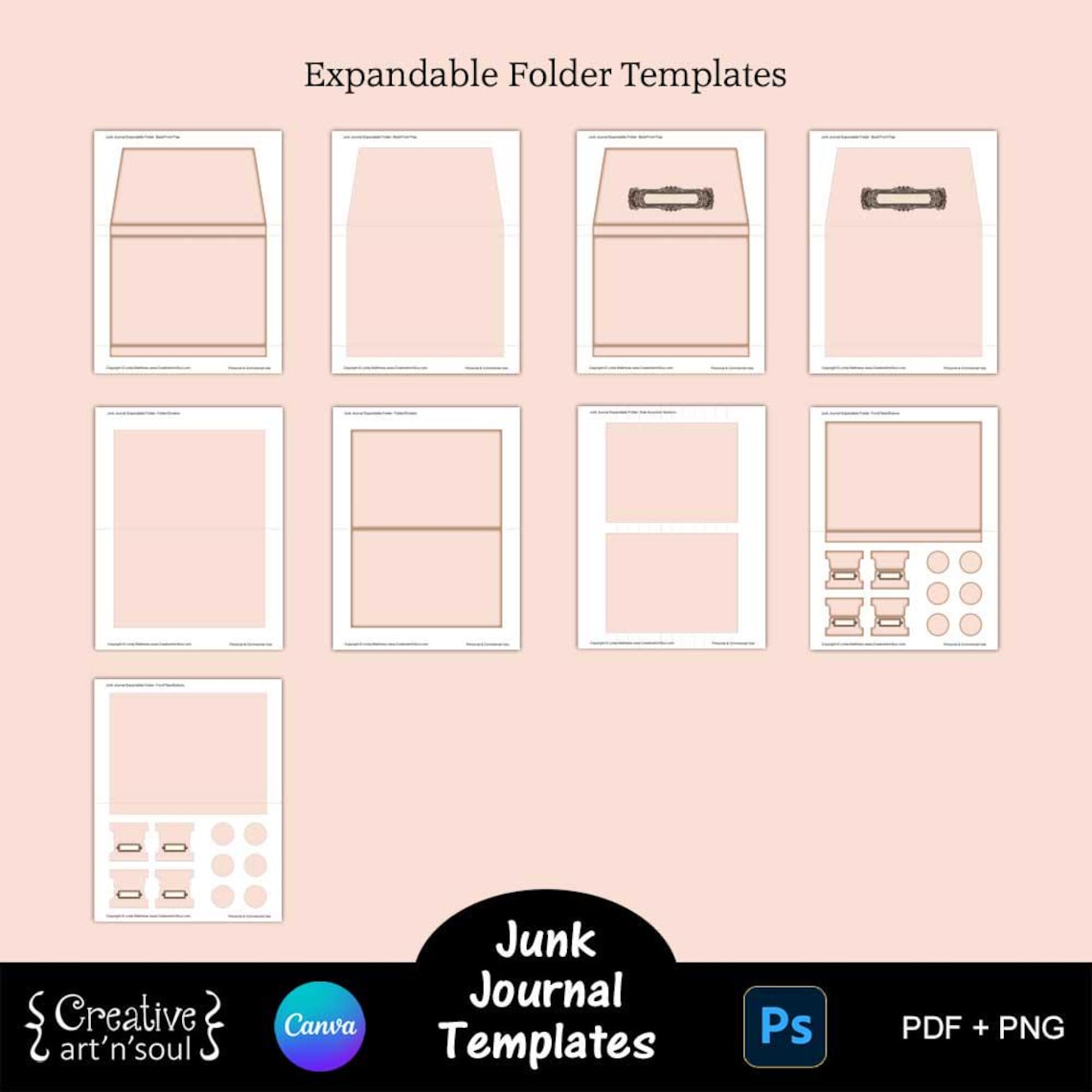 Junk Journal Templates, Expandable Folder and Dividers, Templates for ...