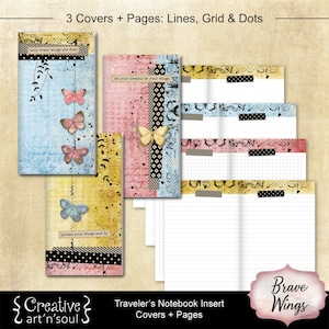 Printable Travelers Notebook Inserts, Standard Size, Brave Wings