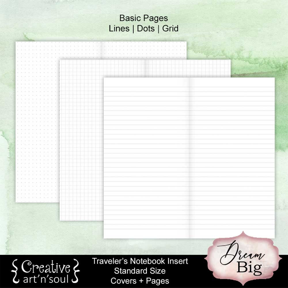Printable Travelers Notebook Inserts Standard Size Dream Big - Etsy ...