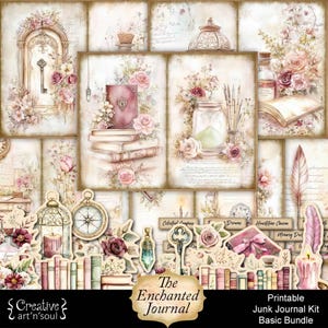 Printable Junk Journal Kit The Enchanted Journal, Printable Junk Journal Papers Cards Tags Ephemera, Digital Download
