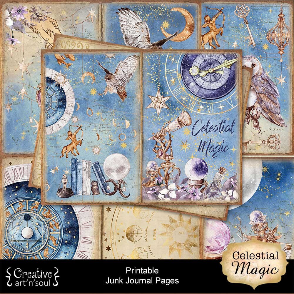 Printable Junk Journal Elements & Ephemera, Celestial Magic