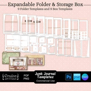 Szablony dziennika śmieci, rozszerzalne przegródki na foldery i pudełka do przechowywania, szablony do Canvy i Photoshopa