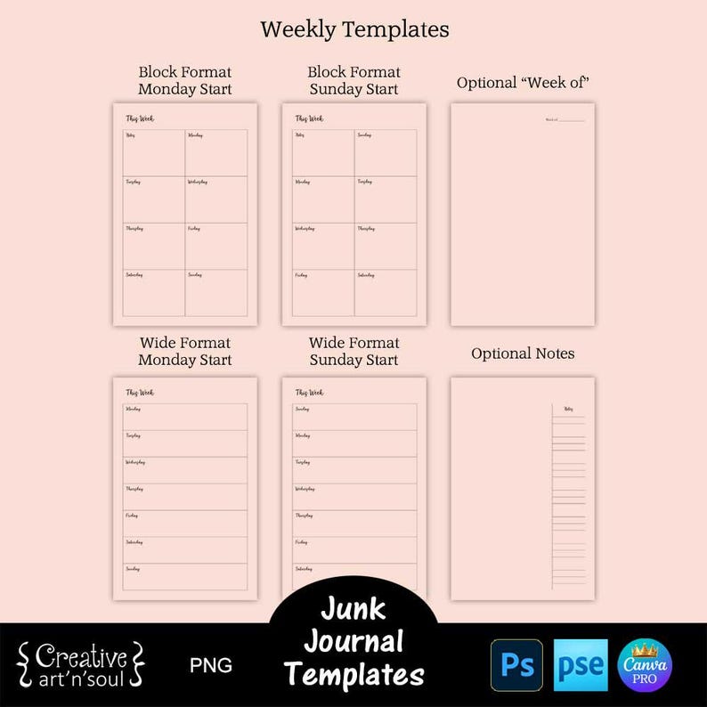 Printable Junk Journal Planner Templates