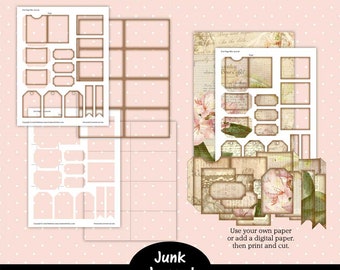 Printable Junk Journal Template, One Page Mini Junk Journal