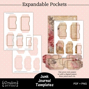 Printable Junk Journal Template,  Junk Journal Expandable Pockets
