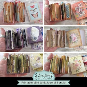 Mini Junk Journal Bundle, Printable Mini Junk Journals, Printable Ephemera, 6 Mini Junk Journal Kits