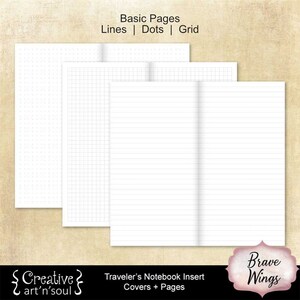 Printable Travelers Notebook Inserts, Lines Dots Grid, Standard Size ...