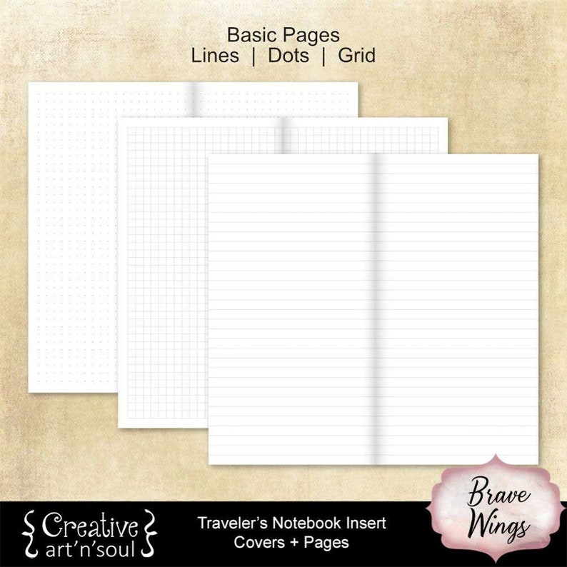 Printable Travelers Notebook Inserts Standard Size Brave - Etsy