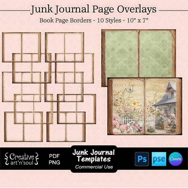 Junk Journal Templates, Book Page Borders 10