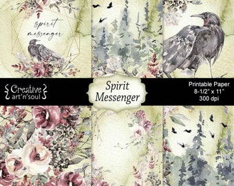 Printable Paper, Printable Junk Journal Pages, Spirit Messenger