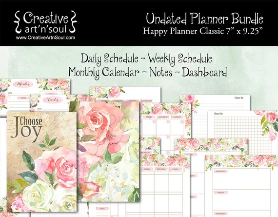 Printable Planner Bundle Happy Planner Classic Choose Joy - Etsy