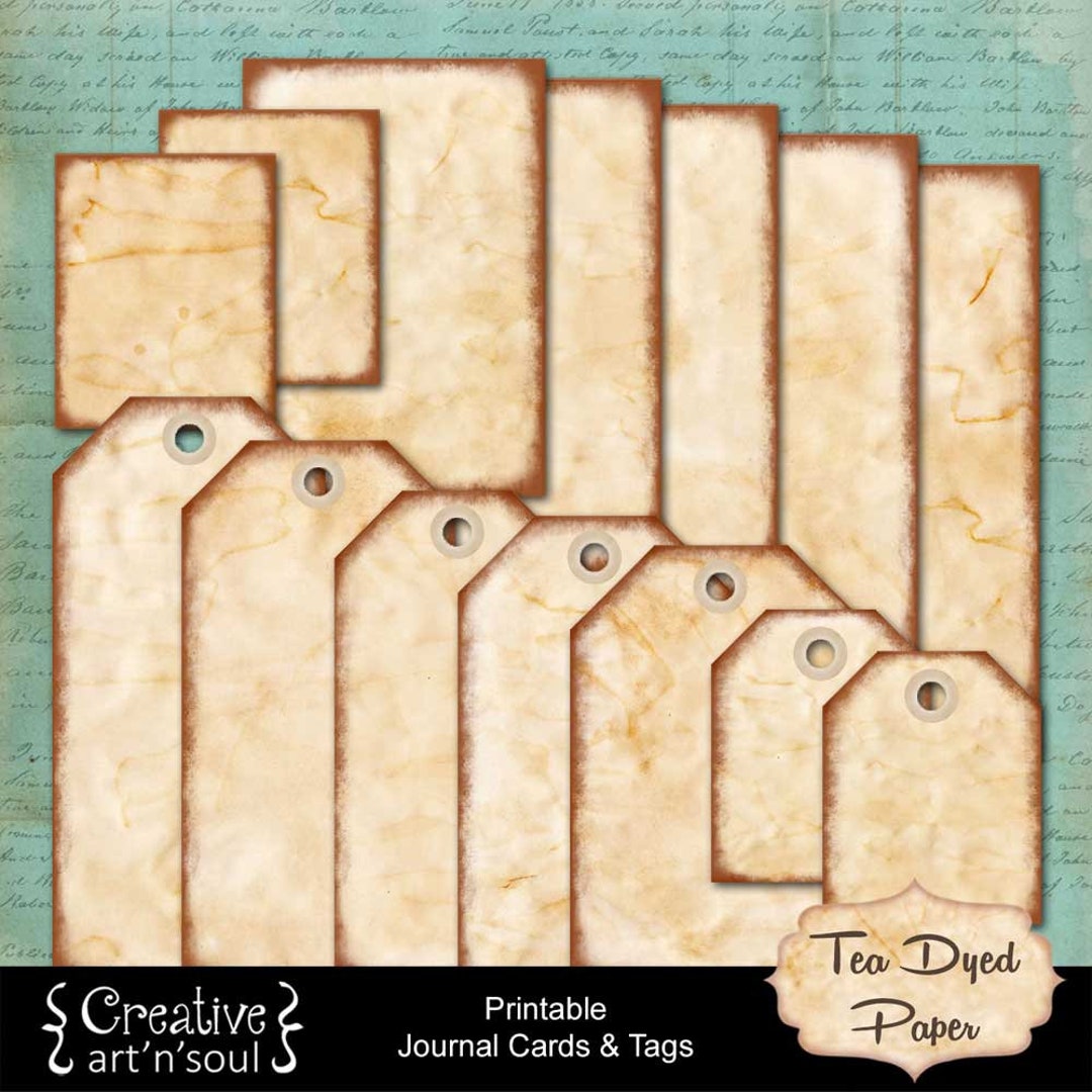 Printable Junk Journal Cards and Tags, Junk Journals, Tea Dyed Paper - Etsy