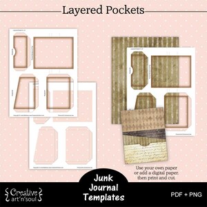 Printable Junk Journal Template, Junk Journal  Layered Pockets