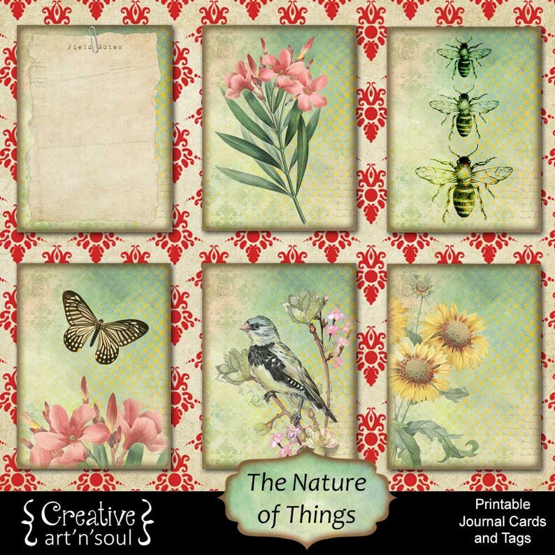 Printable Cards and Tags, Junk Journal Cards, Printable Ephemera, the ...