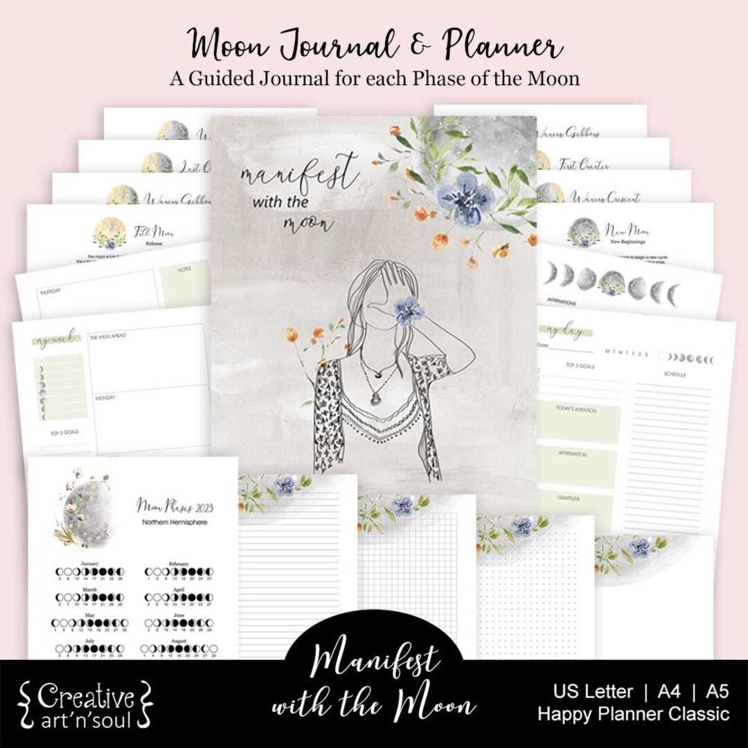 Printable Moon Journal and Planner Moon Phase Chart Guided - Etsy