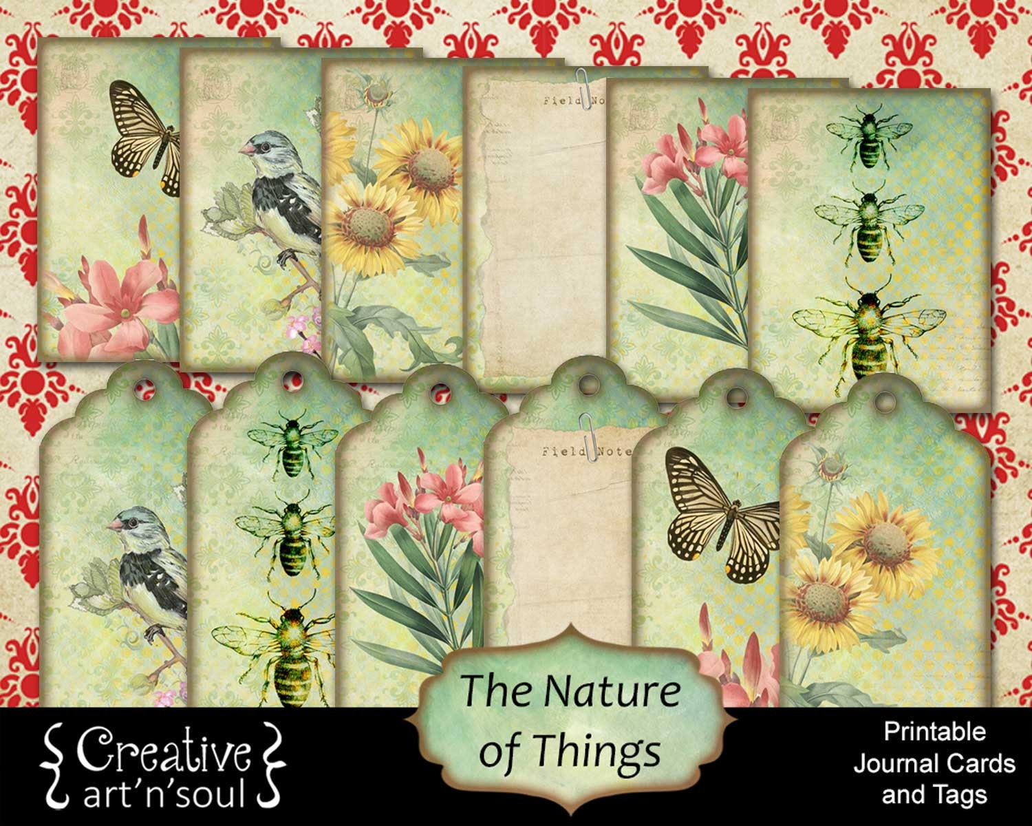 Printable Cards and Tags Junk Journal Cards Printable - Etsy