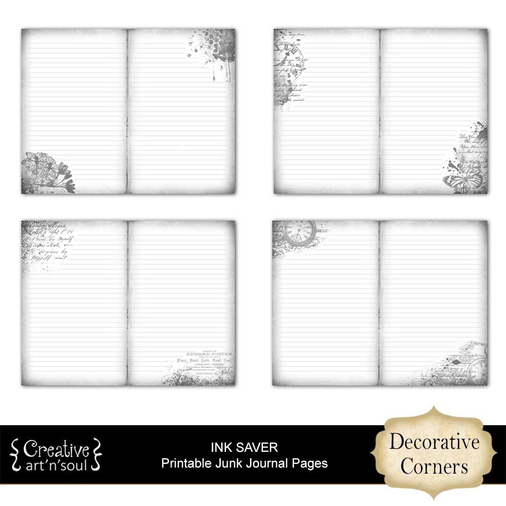Printable Ink Saver Junk Journal Pages, Printable Lined Pages, Pages ...