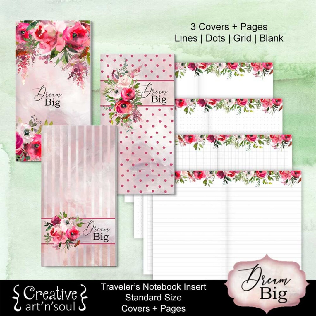 Printable Travelers Notebook Inserts, Standard Size, Dream Big - Etsy