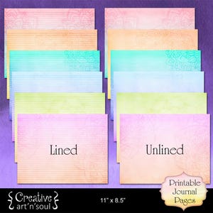 Mandala Printable Lined Journal Pages, Printable Junk Journal Papers, Digital Download