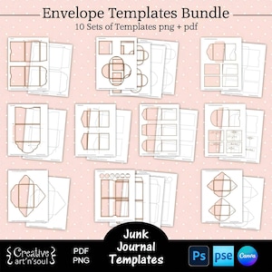 Printable Junk Journal Envelope Template Bundle,  Junk Journal Envelopes, Templates for Canva and Photoshop