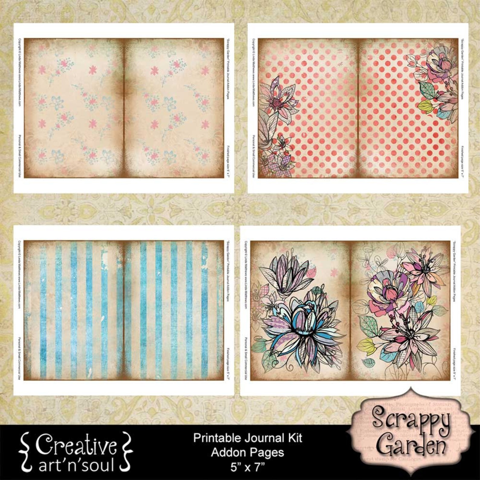 Printable Junk Journal Pages Scrappy Garden Addon Pages - Etsy