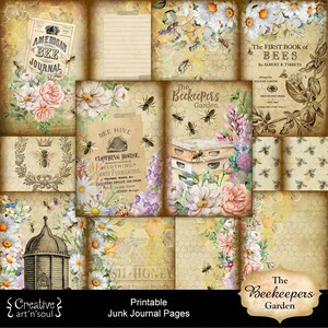The Beekeeper&#39;s Garden Printable Junk Journal Pages, Printable Junk Journal Papers, Digital Download