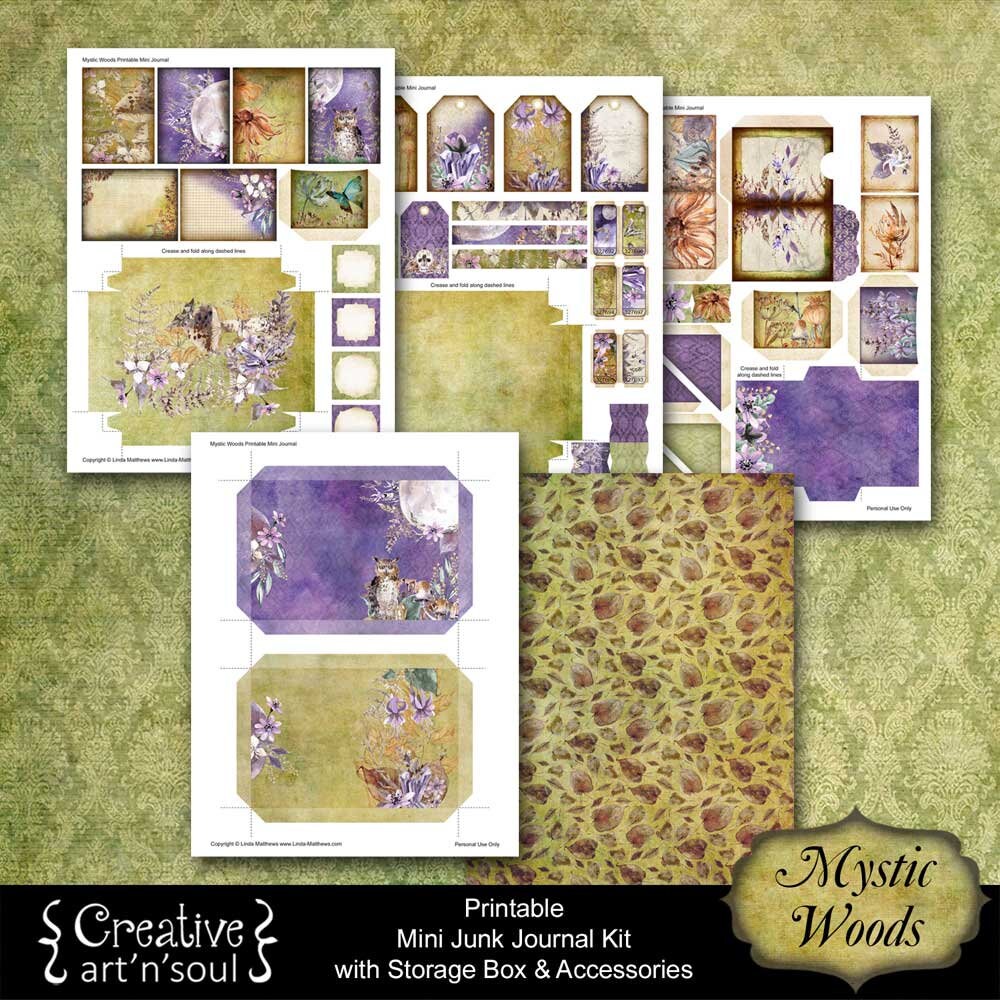 Printable Mini Junk Journal Kit Mystic Woods, Digital Journal Kit, Mini ...