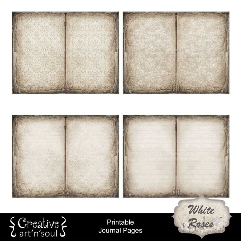 Printable Junk Journal Pages Printable Paper White Roses - Etsy