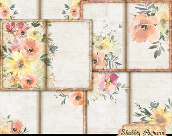 Printable Junk Journal Pages, Shabby Autumn