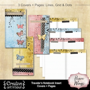 Printable Travelers Notebook Inserts, Lines Dots Grid, Standard Size, Digital Download