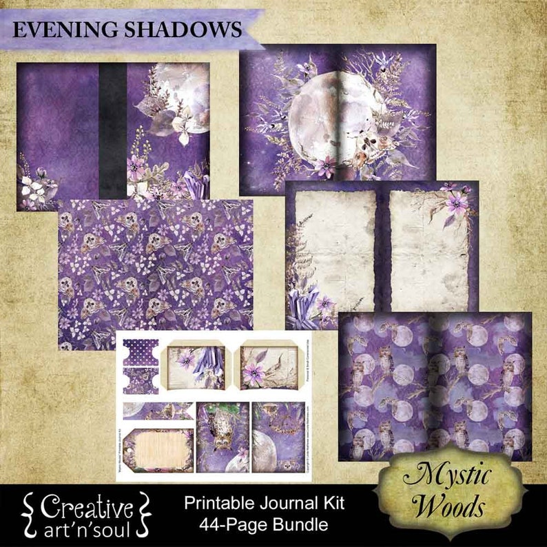 Printable Junk Journal Kit, 44 Page Bundle, Mystic Woods image 7